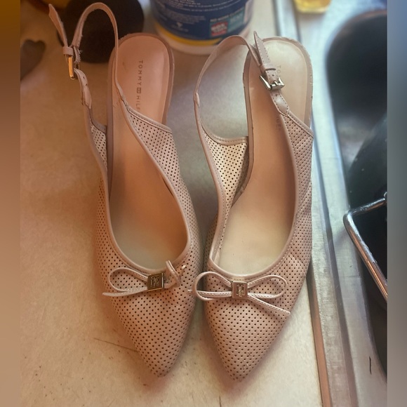 Tommy Hilfiger Blush Pink Slingback Kitten Heels with Bow 8.5 - Picture 1 of 7